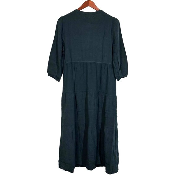 Marine Layer Willow Doublecloth Midi Black Button-Down Midi Dress Small - Picture 3 of 7